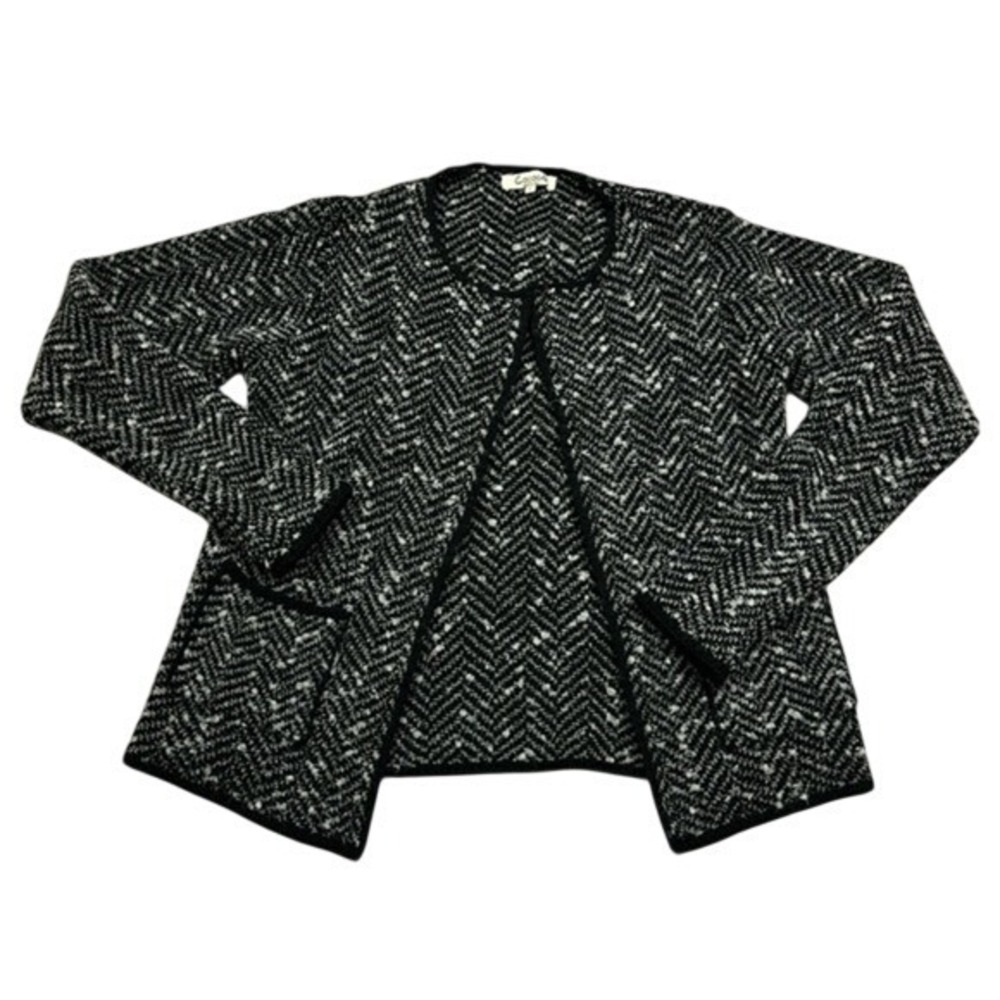 Cocogiò Womens Herringbone Open Front‎ Cardigan Wool Blend Made in Italy Small